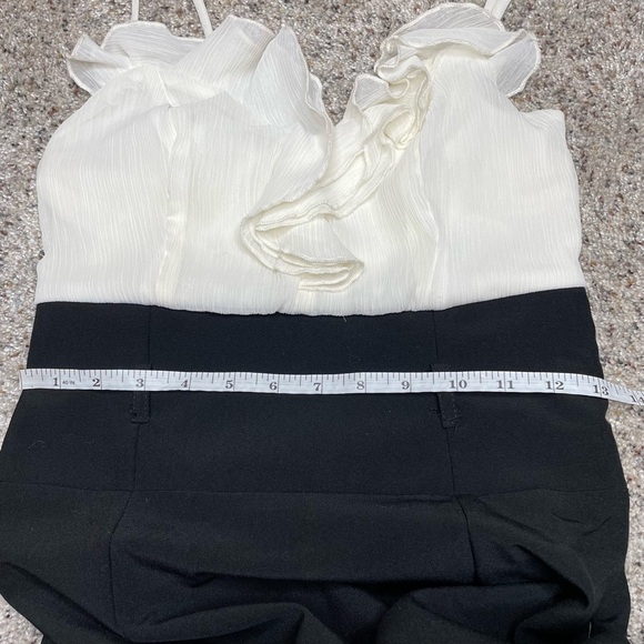 Aqua Black White Spaghetti Strap Ruffle Top Mini Dress Small NWT - Picture 9 of 10